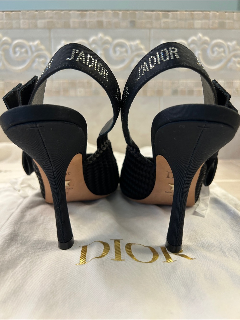 Christian Dior J'Adior Slingback Pumps with Embellished Logo Strap - Picture 4 of 8